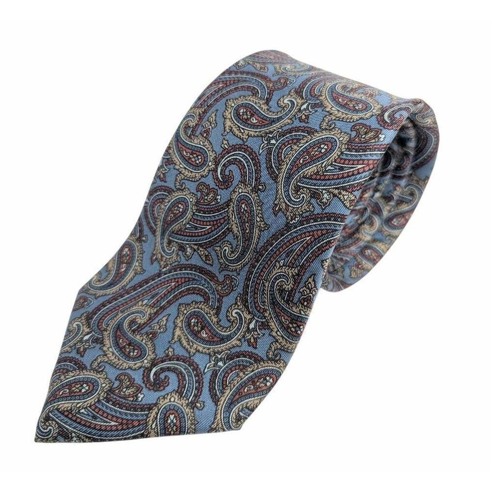 Vintage Christian Dior Paisley blue red multi silk men's neck tie USA made